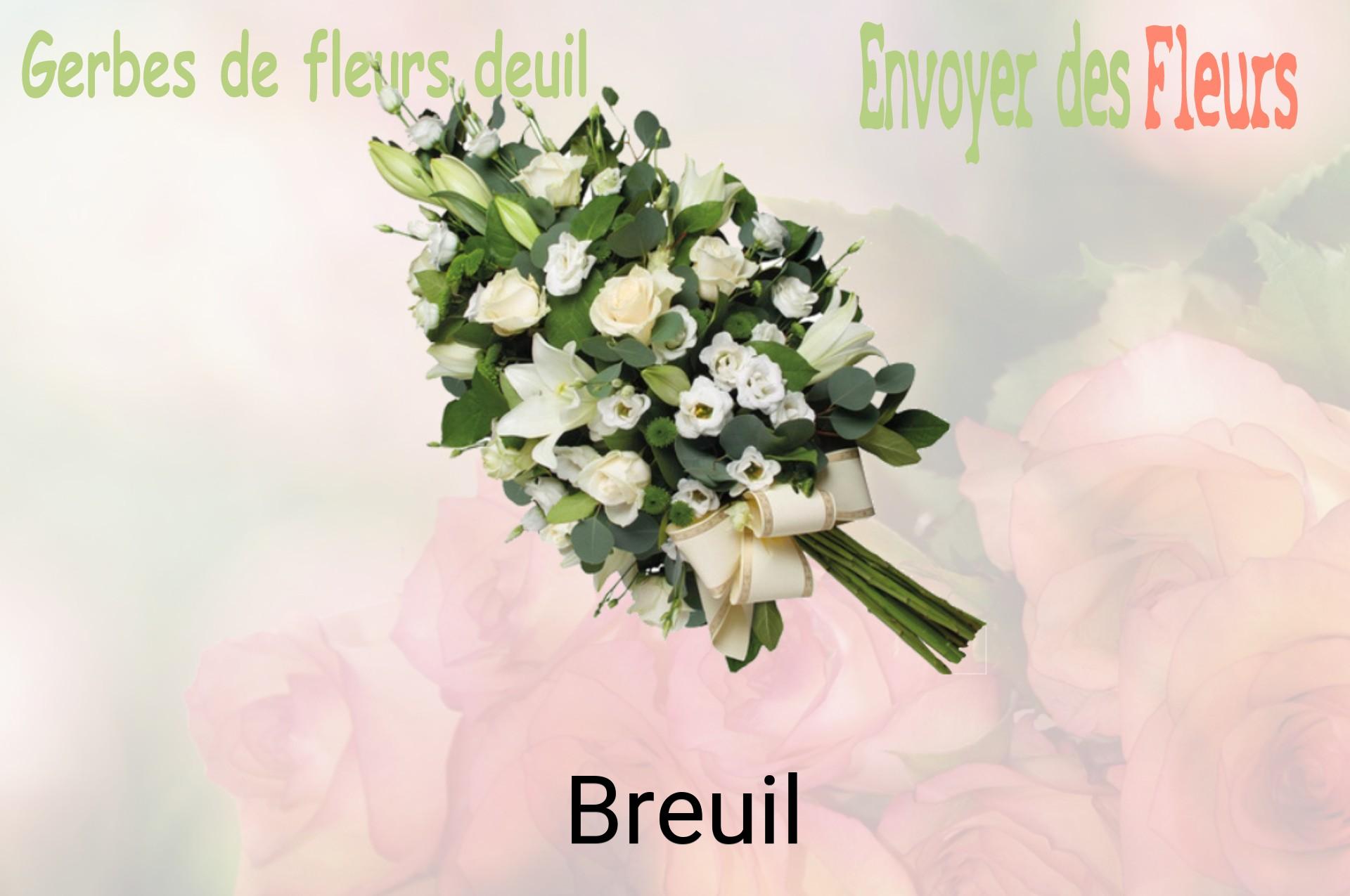 Gerbe de fleurs de deuil livrée à Breuil